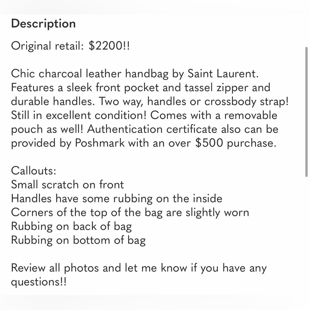 Yves Saint Laurent Gray Satchel Bag - Picture 16 of 16